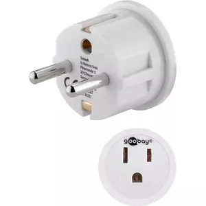 Mains adapter WENTRONIC Goobay for US/Japan to Type F (EU) socket, white, straight Type B plug