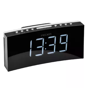 Clock Radio PEDEA 55005200 — FM 87.5–108 MHz, LED display, projection, AC/Battery, black/grey