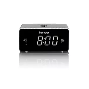 Clock radio Lenco CR-550 — FM, LED display 1.2", silver, DC/AAA power