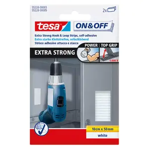 Крепёжные клейкие полосы Tesa On & Off Extra Strong, белые, 50×100 мм, 2 шт.