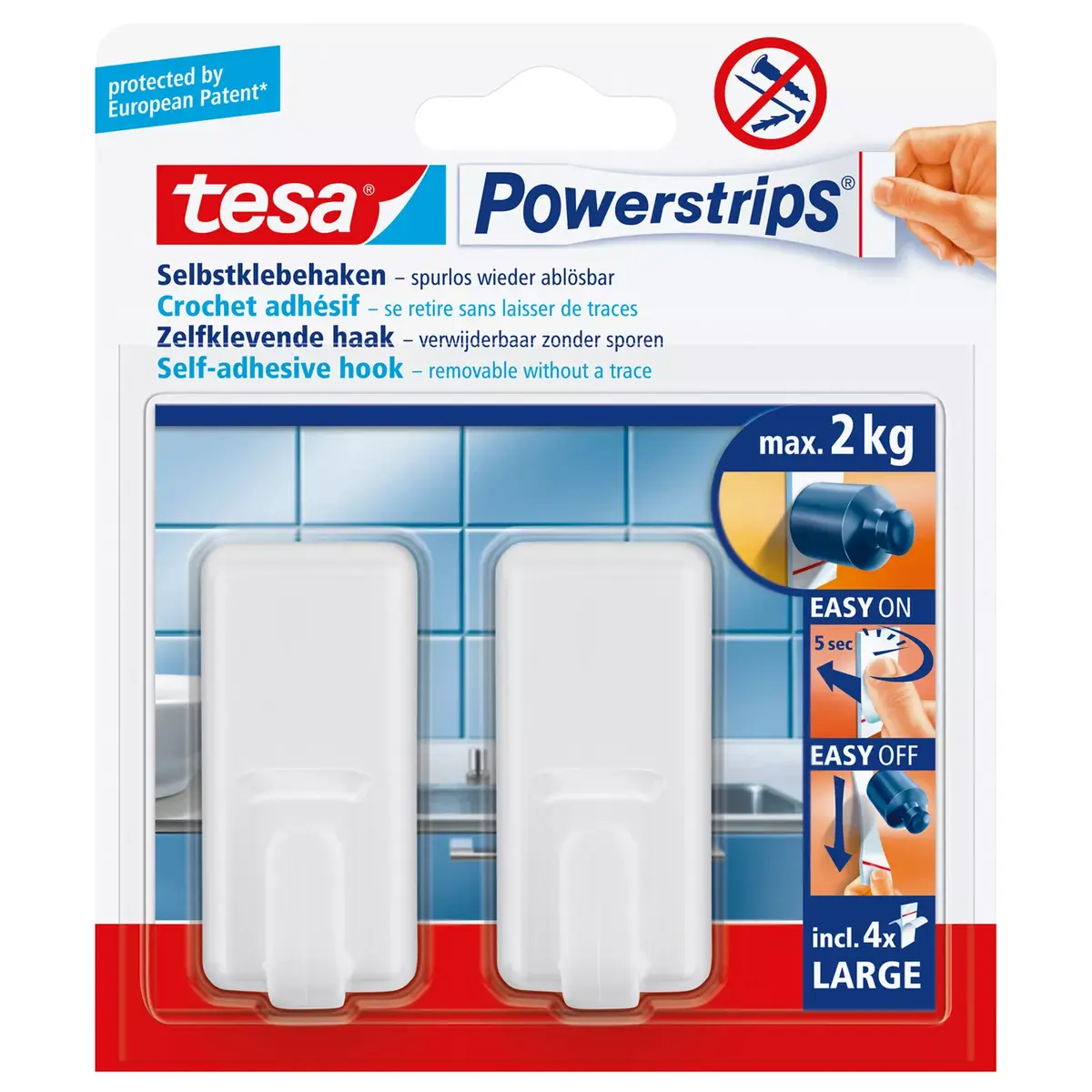 Dvieļu āķis Tesa Hooks Large CLASSIC Photo 2