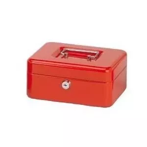 Naudas kaste Maul Model 56102-25 Size 2 sarkana — metāla kaste ar atslēgu un noņemamu monētu nodalījumu