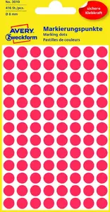 Avery Colour Coding Dots Red Paper Circle 8 mm 416 Labels