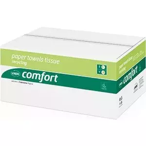 wepa полотенце для рук бумажное Comfort, 250 x 230 мм, натуральная белая 2-слойная ткань, V-образное сложение, 100% переработка, объемное тиснение (277200)