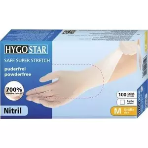 Vienreizlietojamās cimdi HYGOSTAR SAFE SUPER STRETCH balti izm. M 100 gab.