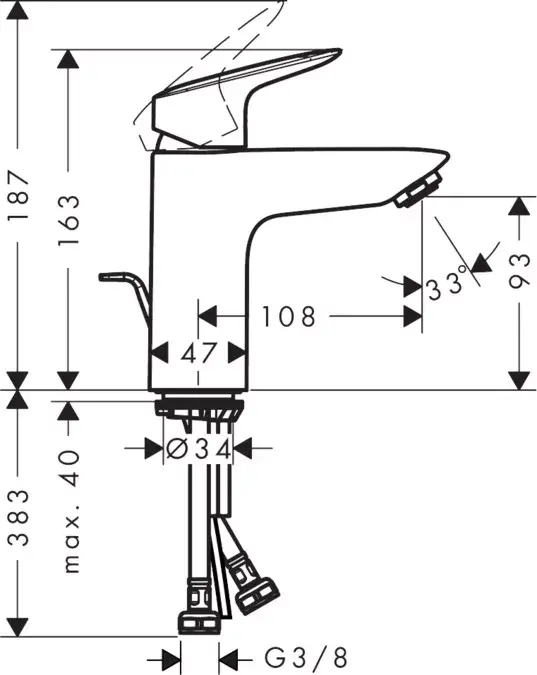 Смеситель для раковины Hansgrohe Logis Chrome Photo 6