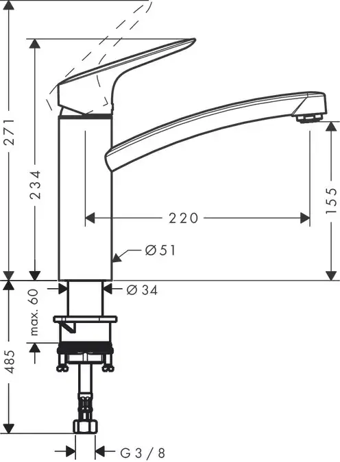 Смеситель для раковины Hansgrohe Logis Chrome Photo 2
