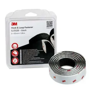 3M Black Hook & Loop Tape 25mm x 1.25m SJ352B