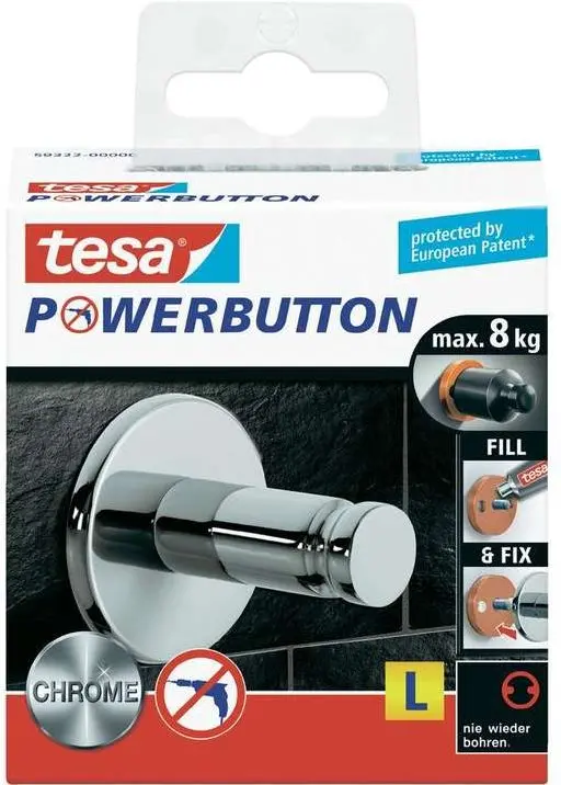 Universālais āķis TESA Powerbutton 59322 Hroms