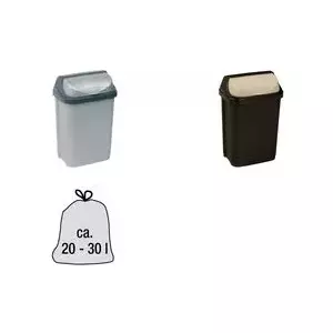 Waste bin keeeper Rasmus 10 L with rotating lid, light silver, 25.5×19×39 cm