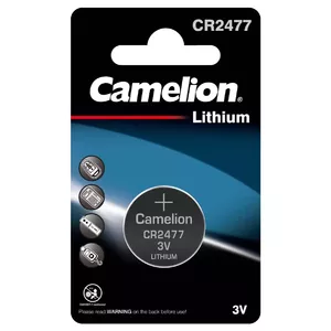 Одноразовая батарейка CAMELION CR2477 3В Li-MnO2, высота 7,7 мм, диаметр 24,5 мм, 1 шт