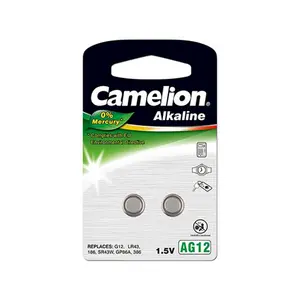 Poga tipa baterija CAMELION AG12 / LR43 / LR1142 / 386, alkaliskā 1,5V, iep. 2 gab.