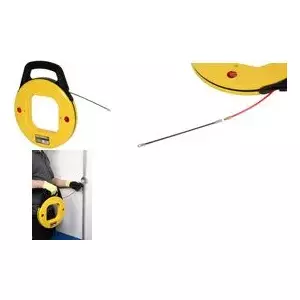 Cable pulling tape with drum C.K Tools 495050 — nylon 4 mm dia, 10 m, flexible leading head, red