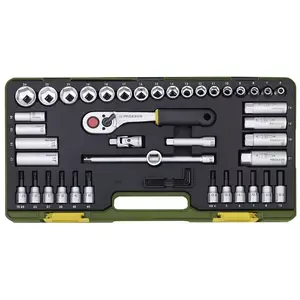 Socket wrench set Proxxon 23 282 — 47 pcs, chrome, 3/8" drive, 6–24 mm sockets