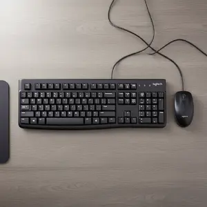 Wired full-size keyboard Logitech Desktop MK120 — USB, US QWERTY, 1.5 m cable, mouse included