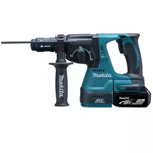 Перфоратор Makita DHR243RTJ — 18В Li‑Ion, 5 А·ч, SDS, энергия удара 2 Дж, сверление в бетоне 24 мм