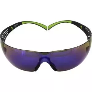 Safety glasses 3M SecureFit 400 — blue mirrored lenses, wraparound protective eyewear