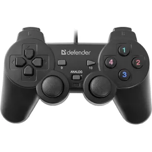 Gamepad DEFENDER Omega Black USB wired, analogue controller for PC, cable 1.8 m, black