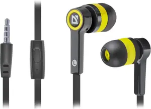 Defender Pulse-420 Wired In-ear Headset Black and Yellow with 1.2m Cable and In-line Microphone