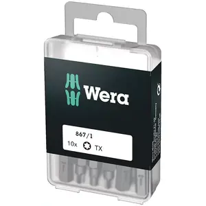 Screwdriver bit set Wera 867/1 DIY SiS — 10 pcs Torx Plus TX10, 25 mm, 1/4" hex shank