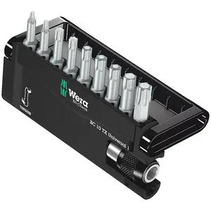 Screwdriver bit set Wera 05056164001 — 9 pcs Torx/Torx Plus TX8–TX40, 1/4" (25.4/4 mm) hex shank, in box