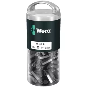 Screwdriver bit set Wera 851/1 Z DIY 100 SiS — 100 pcs, PH2 Phillips, 25 mm, 1/4" hex shank