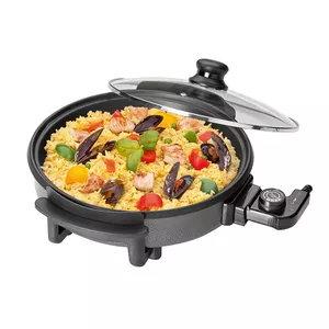 Round frying pan CLATRONIC PP 3401, 32 cm diameter, 8 L capacity, non-stick, anthracite, glass lid