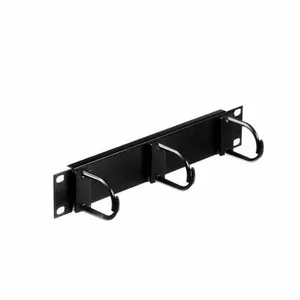Kabeļu organizators NETRACK 10"/1U, melns — 1U skapis kabeļu panelis