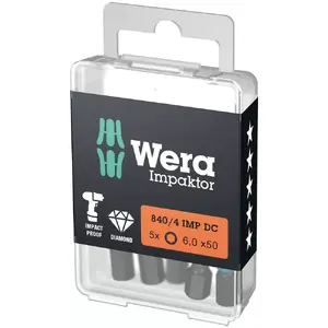 Screwdriver Bit Set Wera 840/4 IMP DC Hex-Plus DIY 5 pcs