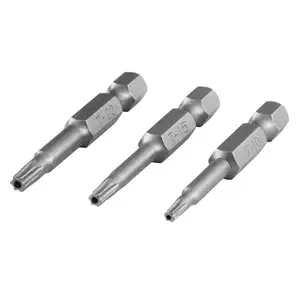 Screwdriver bit set Wolfcraft 3 pcs Torx T7 T8 T9 50 mm hex 1/4" shank
