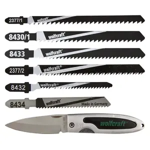 Lobzika asmeņi Wolfcraft 2377000 — HCS/HSS komplekts, 12 gab., zoba solis 1,2–4,3 mm, maksimālais griešanas dziļums 65 mm