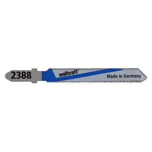 Jigsaw blade Wolfcraft 2388000 — bimetal, 75 mm overall, 50 mm working, 1.2 mm TPI, for non‑ferrous and stainless steel, 2 pcs
