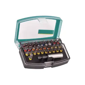 Screwdriver Bit Set Wolfcraft 32 pieces — assorted bits in storage box