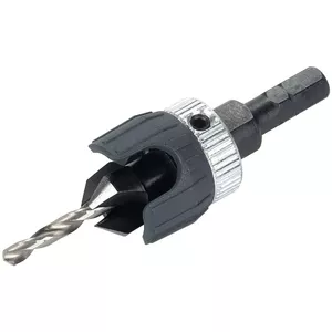 Screw starter Wolfcraft 2544000, hexagonal shank, tool steel, for non-ferrous metal, 90° deepening, includes Allen key