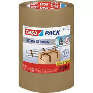 Packing tape Tesa 51124 Ultra Strong — 66 m length, 50 mm width, pack of 3