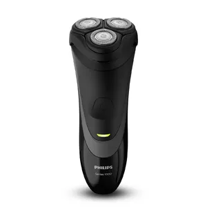 Электрическая роторная бритва Philips 1000 серии S1520/04 — 3 головки, аккумулятор Li‑Ion, 45 мин, питание AC/аккум, триммер, серо‑чёрная