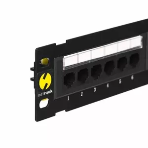 Patch panel NETRACK 10" 12-port Cat6 UTP LSA, wall-mount with bracket
