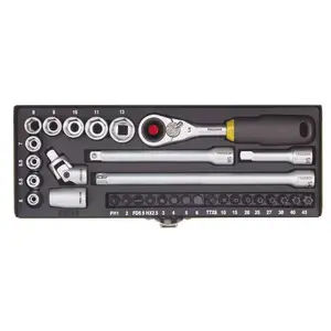 Socket wrench set Proxxon 23 078 — 32-piece, chrome, 1/4" drive ratchet