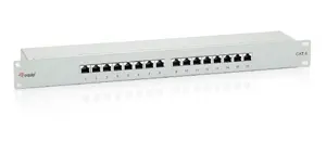 Equip 16-Port Cat.6 Shielded Patch Panel, Light Grey, 1U Rack Mounting, RJ-45 Connectors with Gold Plating