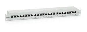 Equip 24-Port Cat.6 Shielded Patch Panel Light Grey RJ-45 Gold Contacts 1U Rack Mount