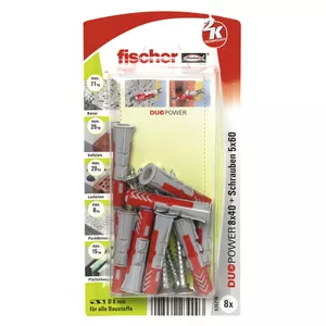 Fischer DUOPOWER 8 x 40 S 8 шт Набор дюбелей и винтов 40 mm