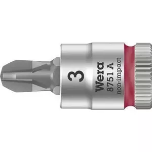 Nut Driver Bit Wera 05003352001 8751 A Phillips Zyklop 1/4" Red PH 3 x 28 mm