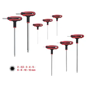 Набор шестигранных ключей с Т-ручкой KS Tools 151.8150 — 9 шт., Т-ручка с коротким плечом