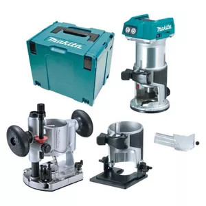 Фрезер Makita DRT50ZJX2 — аккумуляторный, макс. 30 000 об/мин, цанга 3,5 см, длина 22,6 см, 2,1 кг, в чемодане