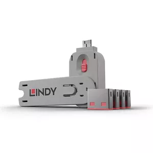 Port blocker Lindy USB Port Blocker Pack of 4 Colour Code Pink