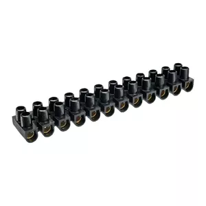 Terminal strip InLine 12-port 6 mm², 400 V, black — pack of 10