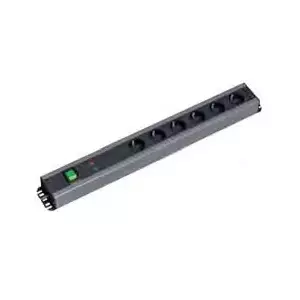 Barošanas sadales bloks Bachmann 300.012, PDU Basic, 6 AC kontaktligzdas, 2U, kabelis 2 m, melns/pelēks