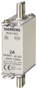 Siemens Предохранитель LV HRC NH000 3NA3822 63A gG 500Vac 250Vdc