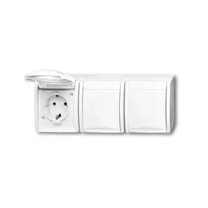 Socket outlet CEE 7/3 Busch‑Jäger 2084-0-0712, 2P+E, 16 A, 250 V, IP44, white, 222×83×55 mm