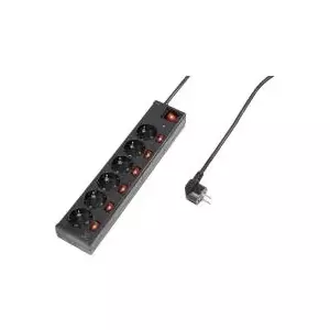 Сетевой фильтр Renkforce 615B-CMB — защита от перенапряжения, 6 розеток, чёрный